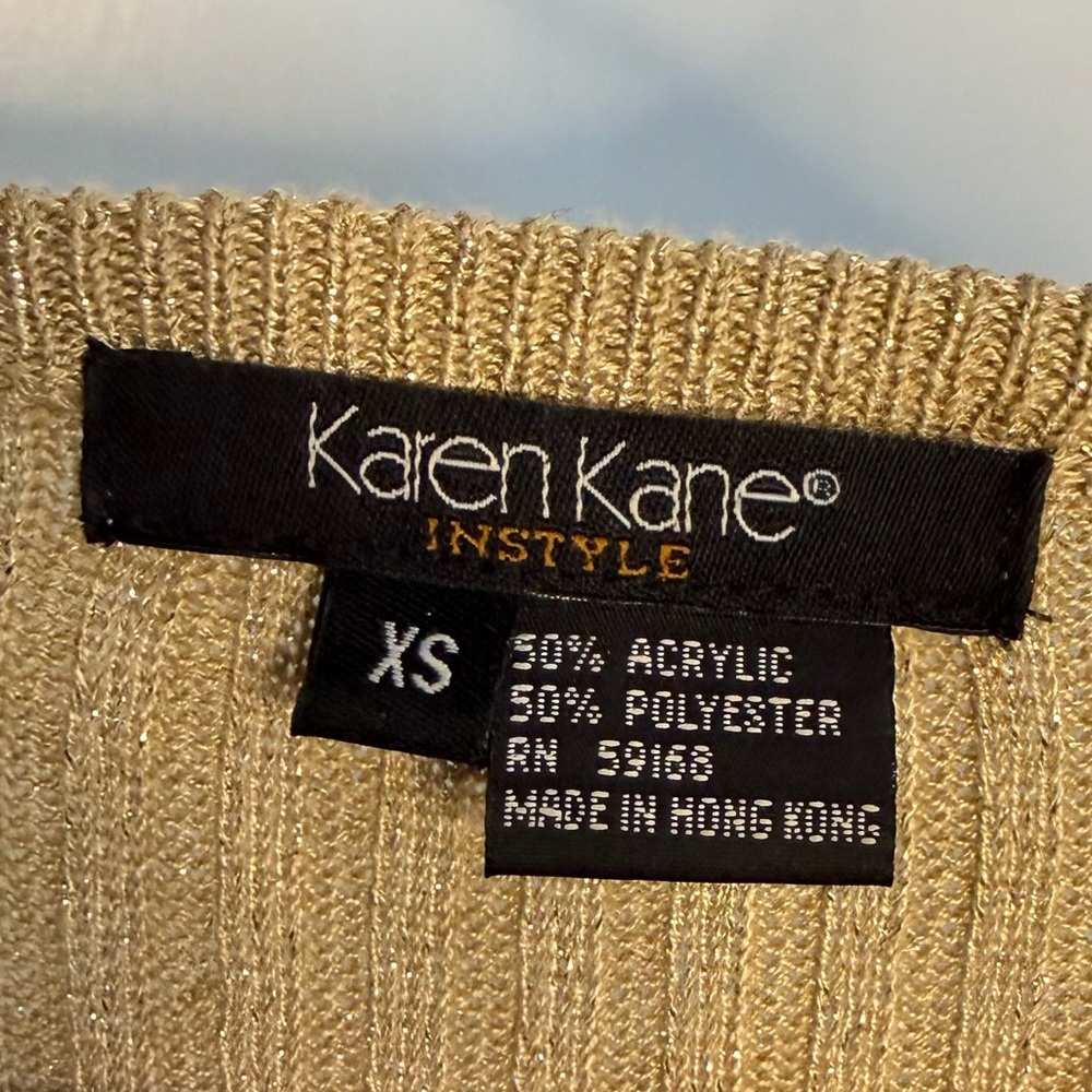 Vintage KAREN KANE Vneck Gold Sweater - Picture 7 of 10